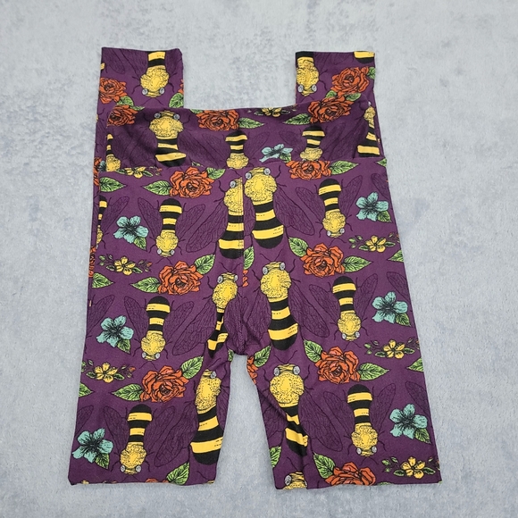 Lularoe women's flowers and bee print leggings - Picture 2 of 9